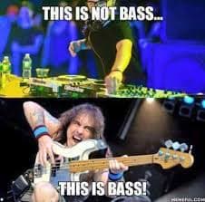 An accurate meme explaining that bass guitars are real bass