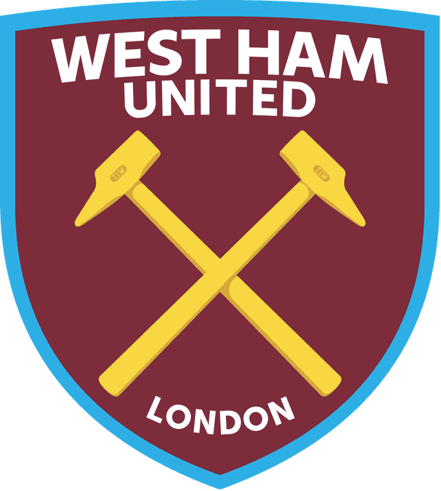 The logo for West Ham United Football Club, which depicts a pair of riveting hammers in a crossing pattern